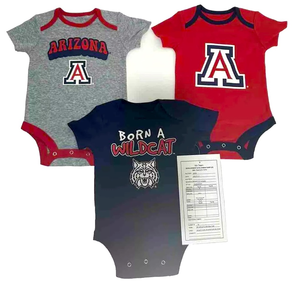 THREE University of Arizona Wildcats Infant Bodysuits Size 3-6 Months NWOT! ❤️❤️